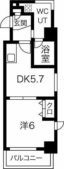 ソレイルコート桜本町(1DK/3階)の間取り写真