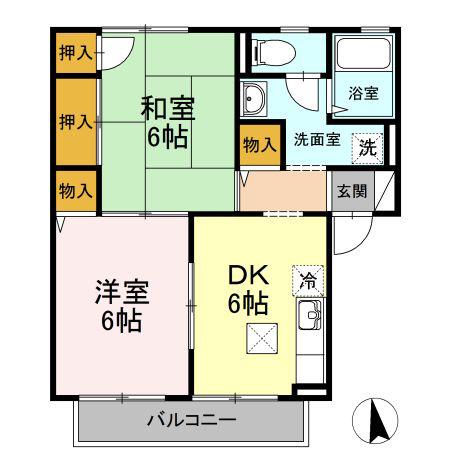 ミルトニアひよせ(2DK/1階)の間取り写真