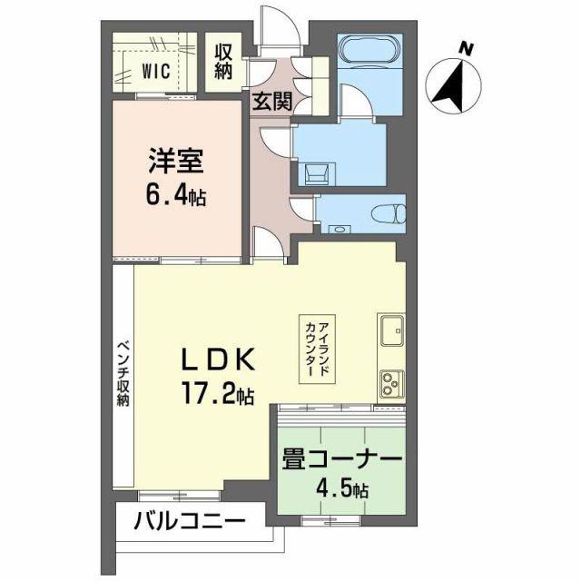 AZUR米山(2LDK/2階)の間取り写真
