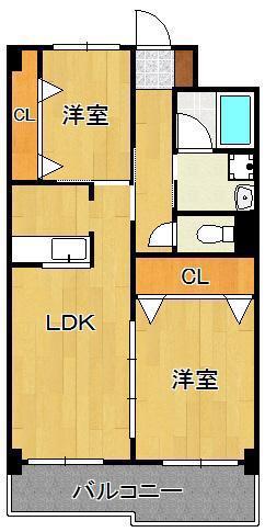 童子丸第10晴和ビル(2LDK/4階)の間取り写真