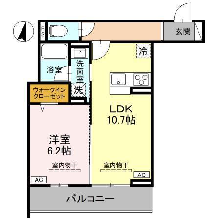 TORISIAS ゆいの杜6丁目 D棟(1LDK/3階)の間取り写真