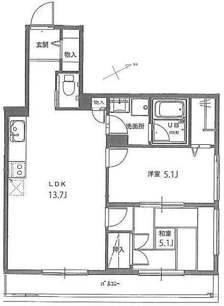 オクドテラス(2LDK/2階)の間取り写真