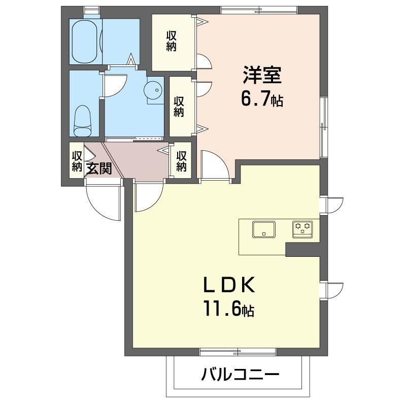 クリアフィールド(1LDK/1階)の間取り写真