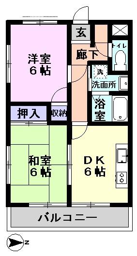 ミートップビル(2DK/3階)の間取り写真