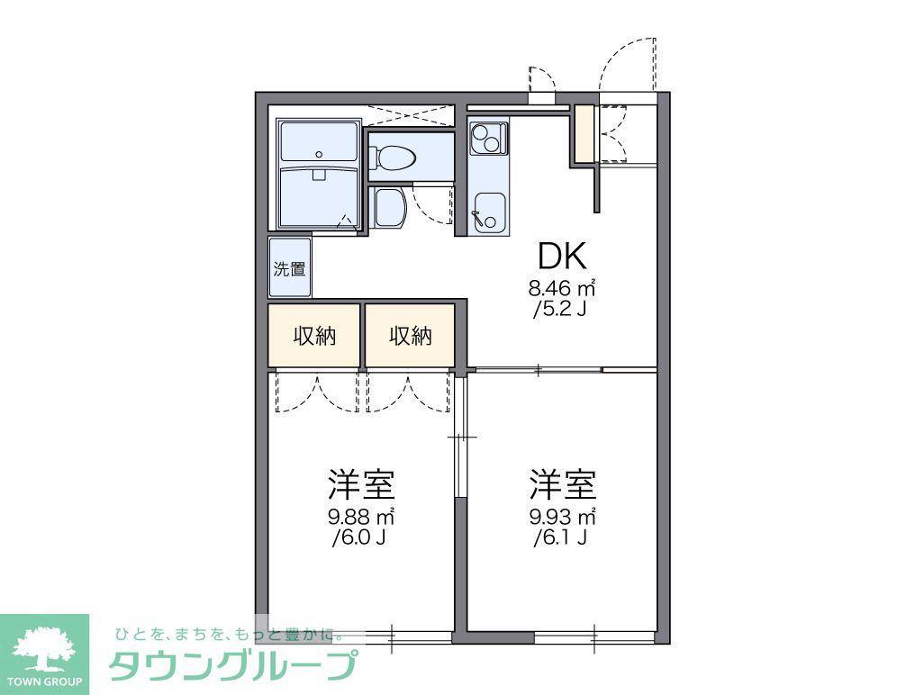 レオパレスクレール(2DK/1階)の間取り写真