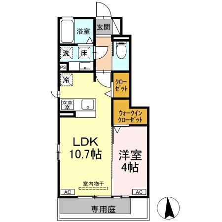 D-ROOM北島町(1LDK/1階)の間取り写真