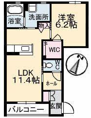 エクシード・ドミール A棟(1LDK/1階)の間取り写真