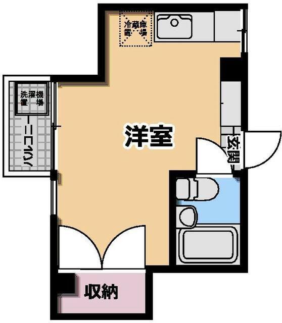 鯨岡マンション(ワンルーム/2階)の間取り写真