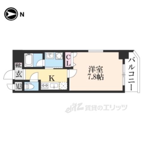 ベラジオ雅び四条通2(1K/8階)の間取り写真