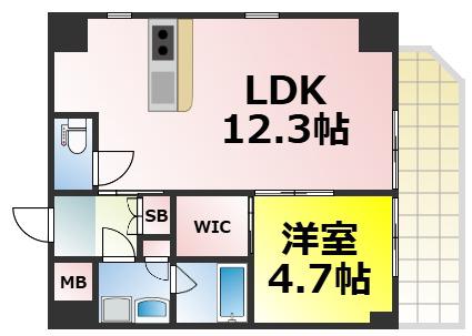 オルフェアレジデンス難波(1LDK/10階)の間取り写真