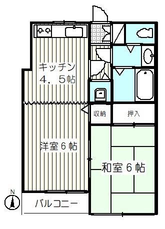 レジデンス塚越(2DK/1階)の間取り写真