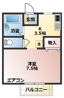 メイプルハイツ(1K/1階)の間取り写真
