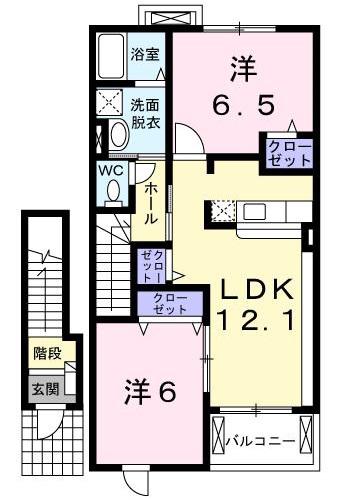 フランプライスC(2LDK/2階)の間取り写真