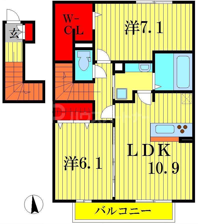 VILLETTA(2LDK/2階)の間取り写真