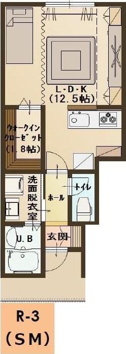 ユーソニアン・葛巻(1K/1階)の間取り写真