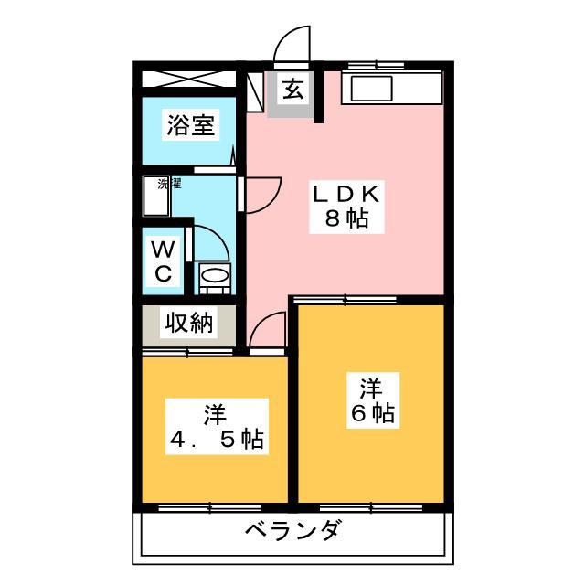 レジデンスカワセ(2LDK/2階)の間取り写真