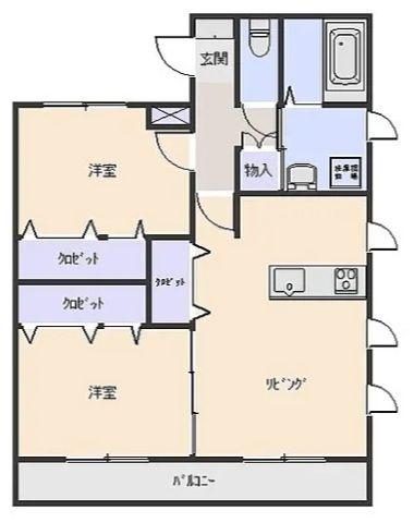 ＪＲ両毛線 国定駅 徒歩50分 2階建 築22年(2LDK/2階)の間取り写真