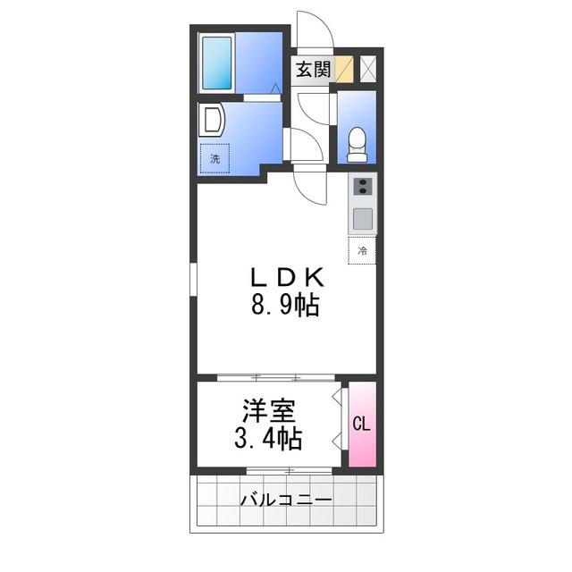 ジーメゾン岸和田クレリア(1LDK/3階)の間取り写真