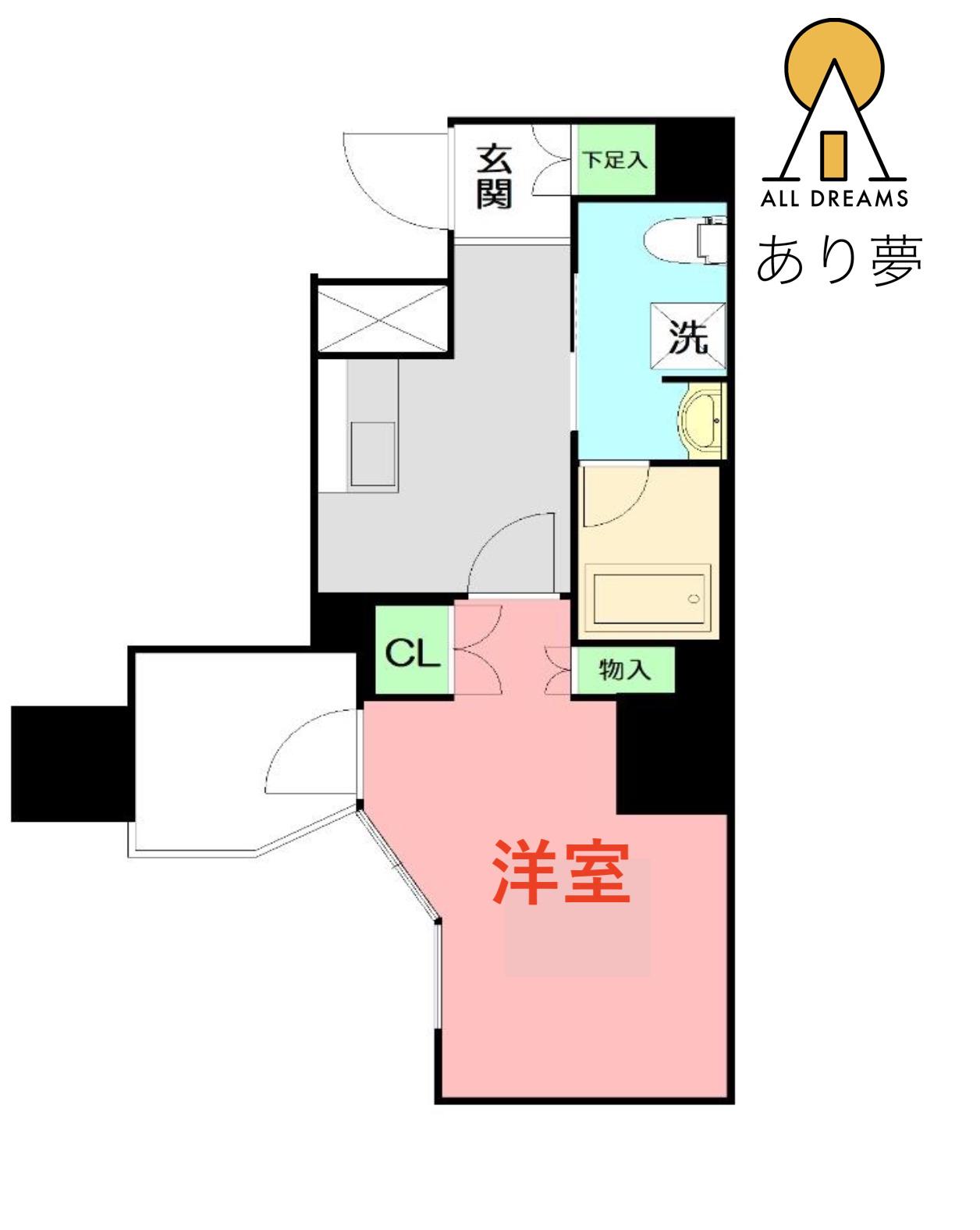 GRANDREVE横濱 I(1K/4階)の間取り写真