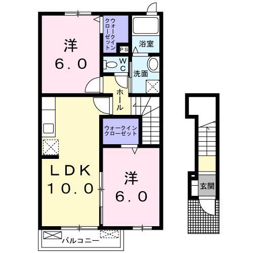 アヴニール・ブリエ弐(2LDK/2階)の間取り写真