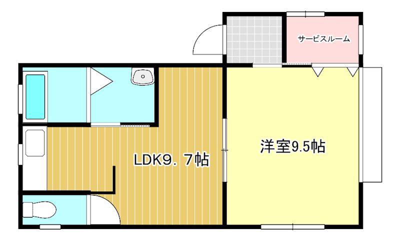 中央2丁目ビル(1DK/3階)の間取り写真
