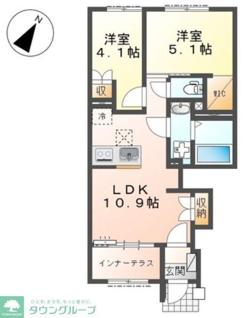 中央区上溝アパート(2LDK/1階)の間取り写真