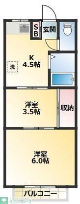 行徳・石田マンション(2K/2階)の間取り写真