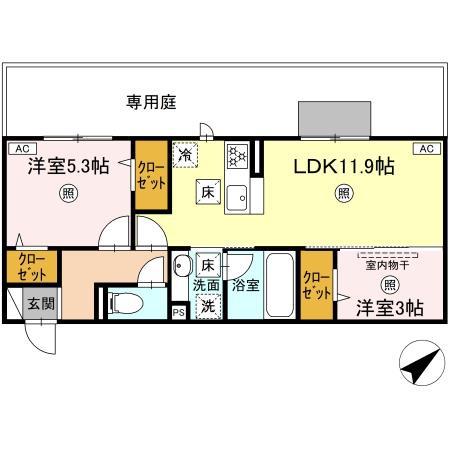 M・K・K 高峰町(2LDK/1階)の間取り写真