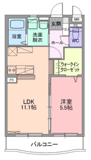 クレスト石上(1LDK/1階)の間取り写真