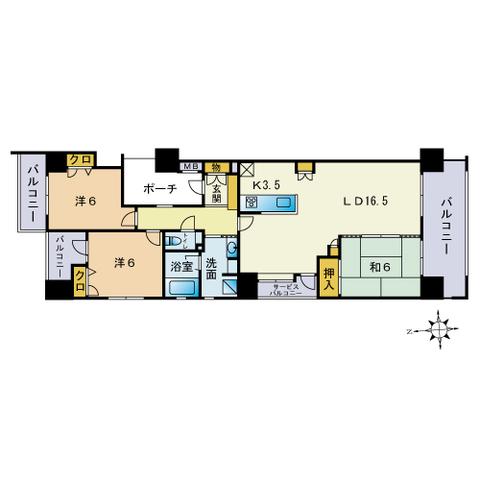 アンピール姪浜駅南Ⅱ(3LDK/10階)の間取り写真