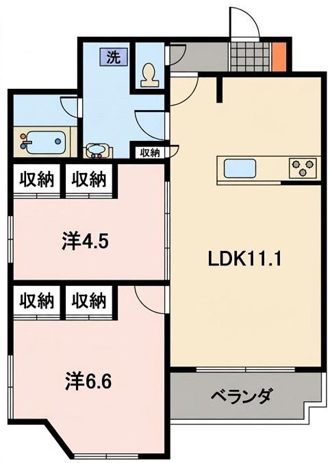 ナタリーレジデンス横浜鶴見(2LDK/2階)の間取り写真