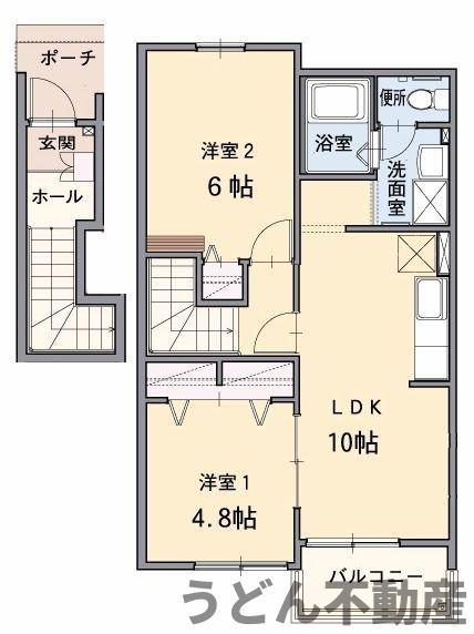 プラシードB(2LDK/2階)の間取り写真