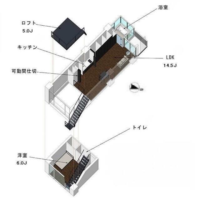 ベルメゾン南麻布GRAND(1SLDK/8階)の間取り写真
