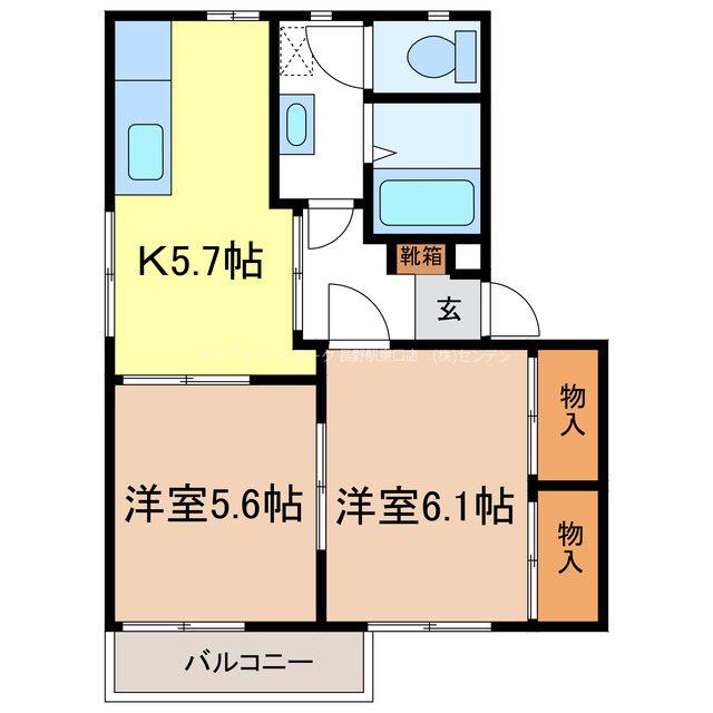 ベルメゾン西河原 D棟(2K/1階)の間取り写真