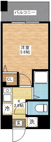 アルティザ長崎水辺の森(1K/4階)の間取り写真