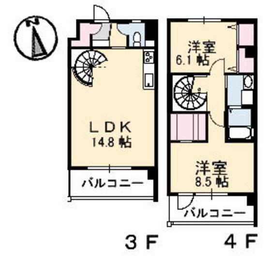 エルカーサニッシャラ(2LDK/3階)の間取り写真