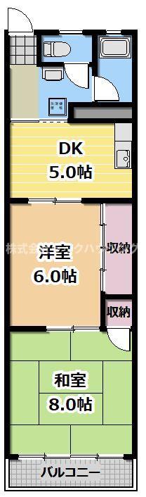一博マンション(2DK/3階)の間取り写真