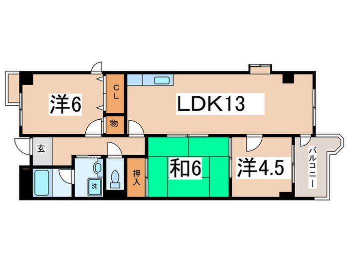 リストラフェイス(3LDK/3階)の間取り写真