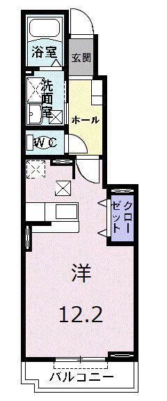 グランデールII(ワンルーム/1階)の間取り写真