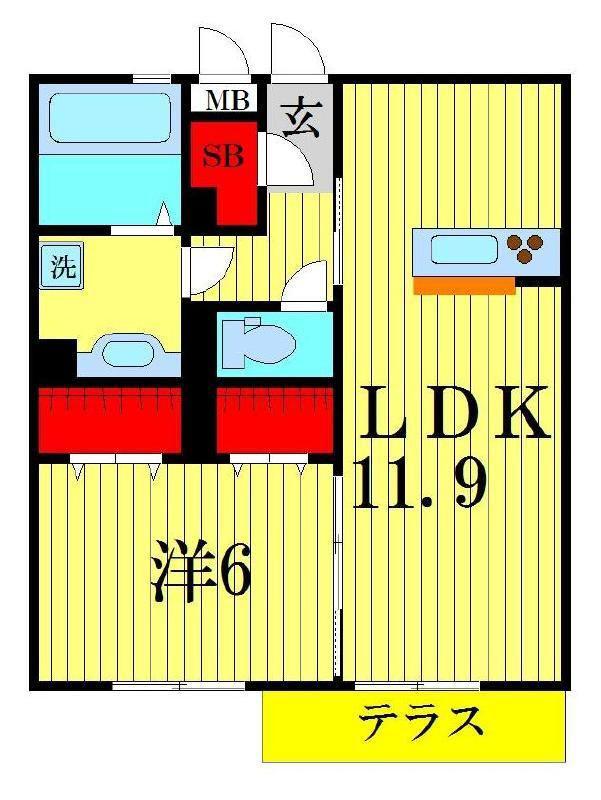 クラルテ(1LDK/1階)の間取り写真