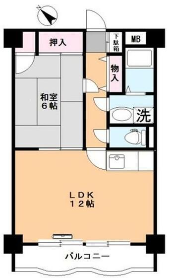 ウィスタリア・サワハンE(1LDK/3階)の間取り写真