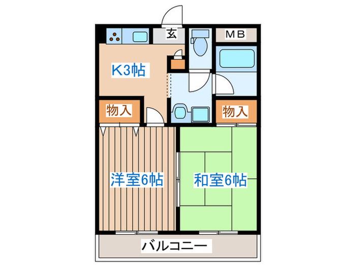 シティパル田子(2K/1階)の間取り写真