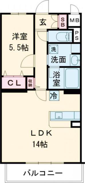 エスペーロ青山北(1LDK/1階)の間取り写真