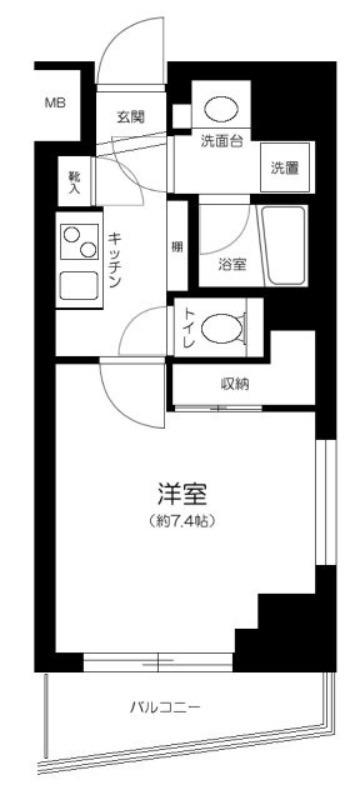 L-FLAT三田(1K/2階)の間取り写真