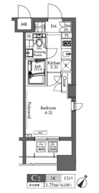 PROUD FLAT三軒茶屋 (1K/12階)の間取り写真