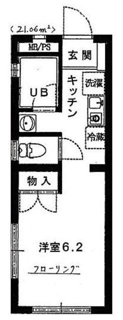 ケーエスマンション(ワンルーム/1階)の間取り写真