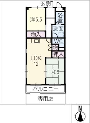 メリーメリーB(2LDK/1階)の間取り写真