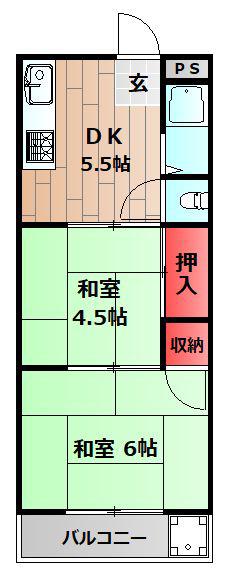 吉川マンション(2DK/3階)の間取り写真