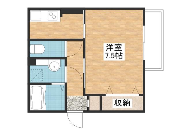 グランシャリオ二町(1K/1階)の間取り写真