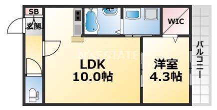 フォルモント須磨(1LDK/2階)の間取り写真